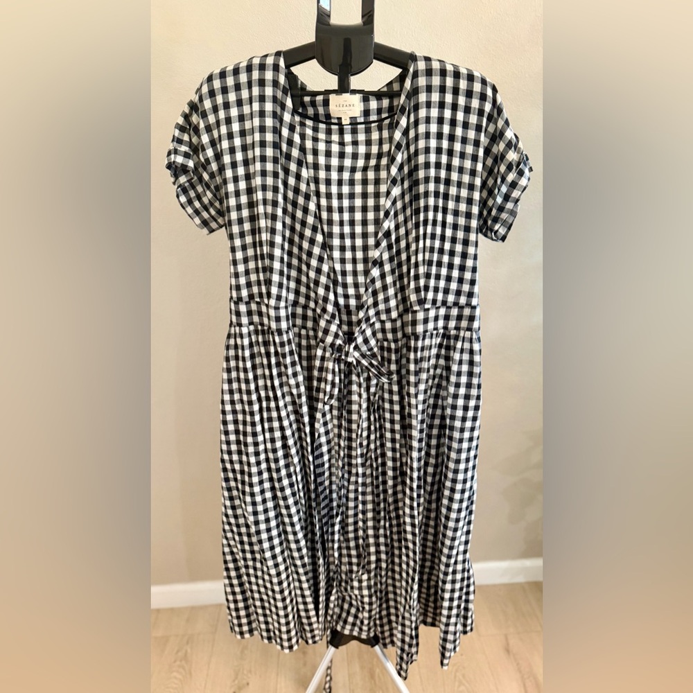 Sézane Black and White Gingham Maxi Dress
